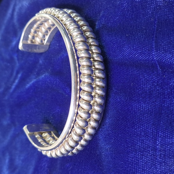 Sterling Silver Twisted Double Coil Cuff Bracelet Stamped Sterling - Picture 6 of 10